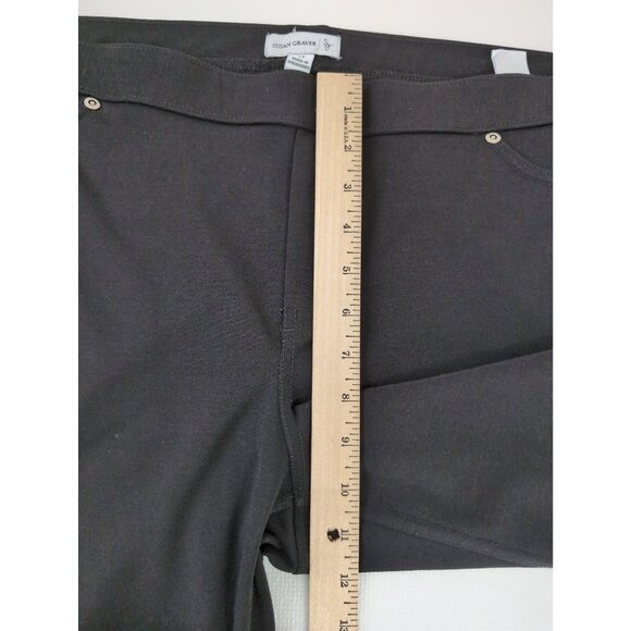 Susan Graver Milano Knit Jean Style Pull On Pants Womens L Petite Black Stretch - Picture 9 of 10